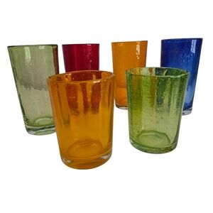 Multicolor Handblown Bubble Glasses | Set of 6